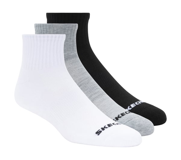 3 Pack Quarter Crew Sport Socks — BLACK / WHITE / GRAY