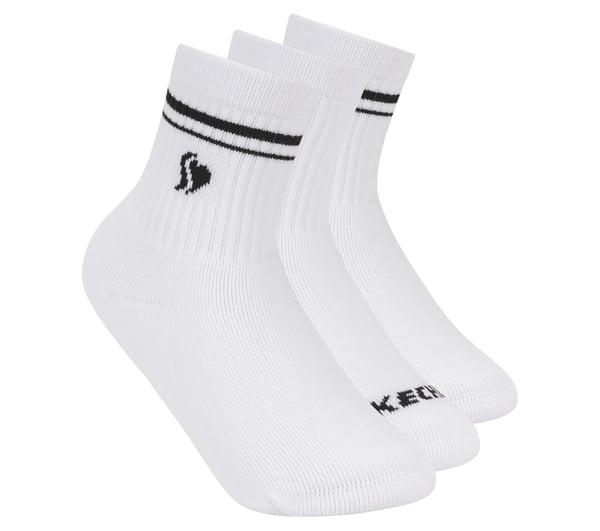 3 Pack Girls' Low Crew Ribbed Socks — WHITE