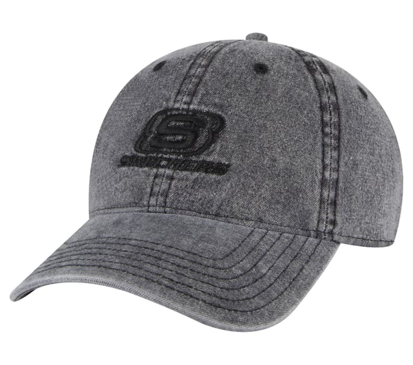 Denim Embroidered Hat — BLACK