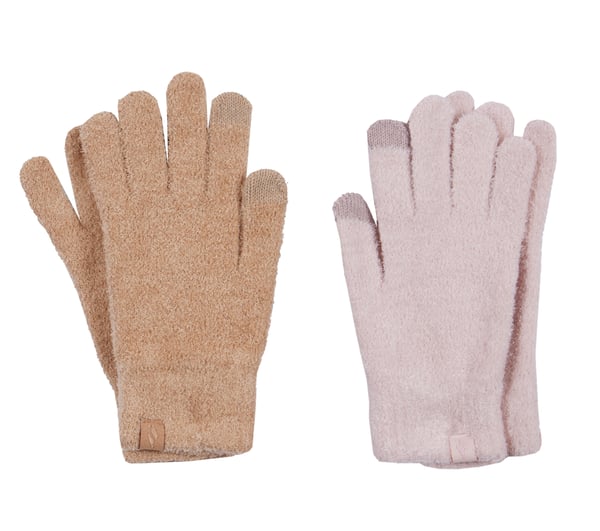 2 Pack Feather Yarn Gloves — PINK / TAN