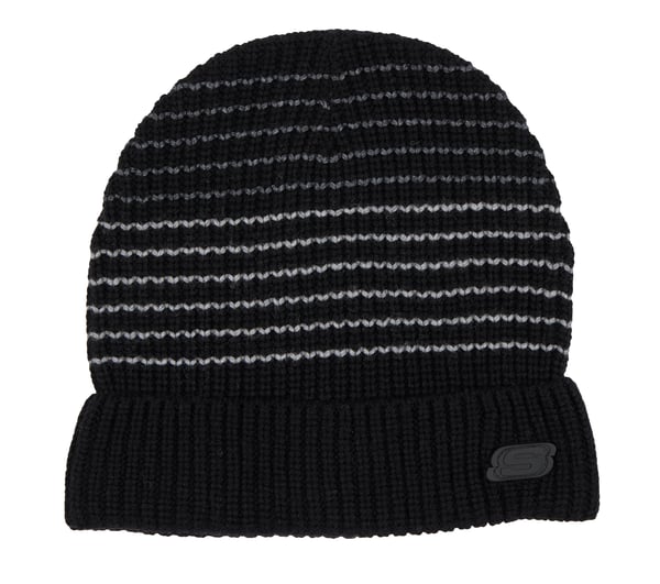 Striped Beanie — BLACK