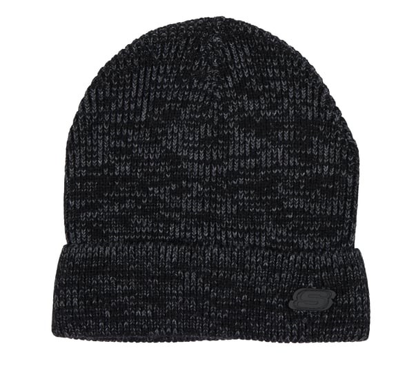Marled Rib Beanie — BLACK