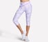 GO FLEX Printed High Waisted Capri, WHITE / PURPLE / PINK, full