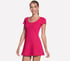 GO WALK Scoop Short Sleeve Dress, HOT PINK / BLUE, full