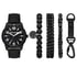 Black Bracelets Tool Watch Set, BLACK, full