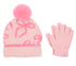 Bow Print Hat and Glove Set, PINK, full