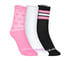 3 Pack of GIRLS NON TERRY CREW, PINK/BLACK