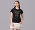 FLORAL FOIL PRINT TEE, BLACK