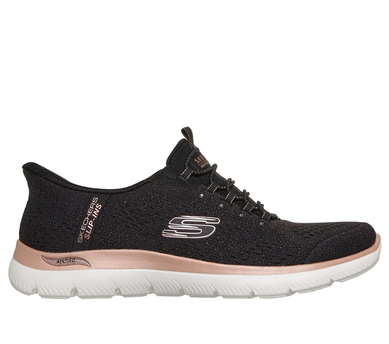 Martha Stewart Skechers Slip-ins: Arch Fit Summits - Soft Shimmer, BLACK / ROSE GOLD, fullimage number 0