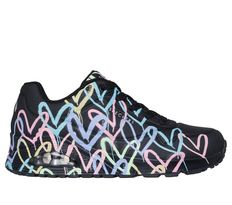 Skechers x JGoldcrown: Uno - Spread the Love, BLACK / PINK / TURQUOISE, fullimage number 0