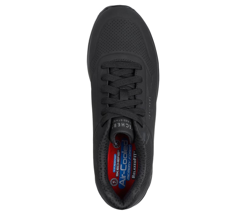 Skechers Men’s Work Relaxed Fit Uno Slip Resistant Sneakers, Size 8.5 M Skechers Mens 200054 Uno Slip Resistant Satal Black Relaxed  main image 3