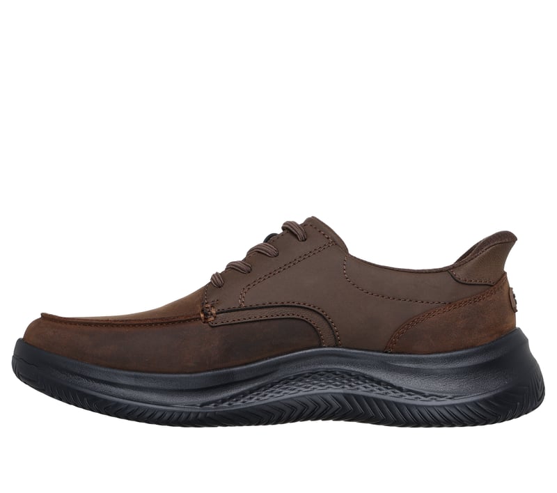 Skechers Men's Slip-ins Relaxed Fit: Hasting - Rowell Sneaker | Size 10.0 | Brown | Leather/Synthetic