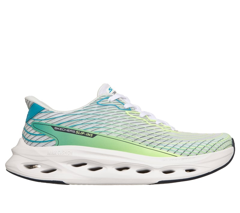 Skechers Slip-ins: Max Cushioning Glide-Step - Sapphire, WHITE / GREEN, fullimage number 0