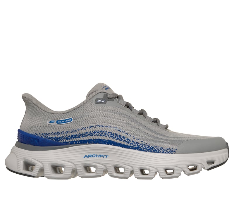 Skechers Slip-ins: Arch Fit Glide-Step Wave - Zanaro, GRAY / BLUE, fullimage number 0