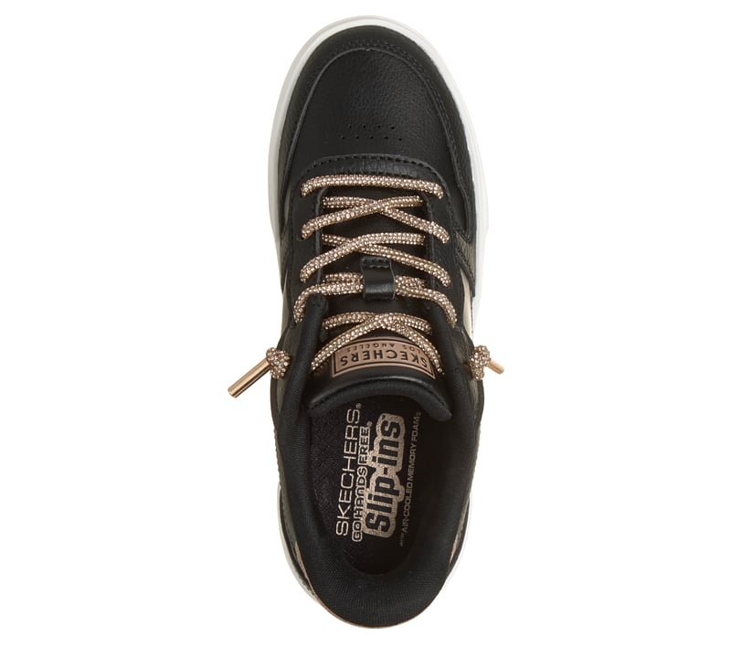 Skechers Girl's Slip-ins: Aura LX - Radiant Glitz Sneaker | Size 12.5 | Black/Rose Gold | Synthetic