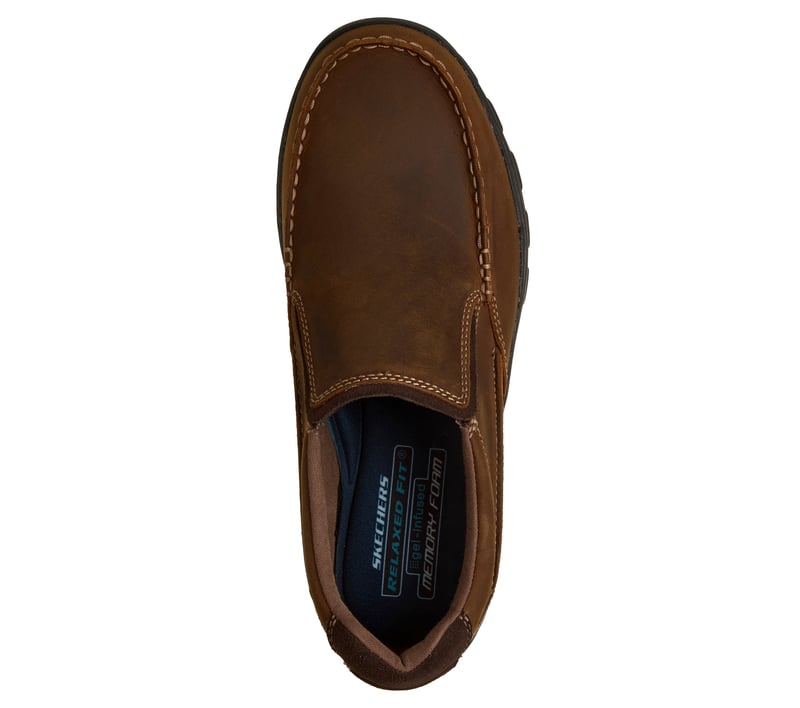 Skechers Men 13 Braver Rayland Moc Relaxed Fit Shoes Brown Leather Slip On 64502 Relaxed Fit: Braver - Rayland main image 3