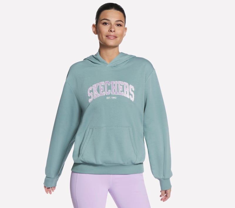 Collegiate Pullover Hoodie, GRIS CLAIR / TURQUOISE, fullimage number 0