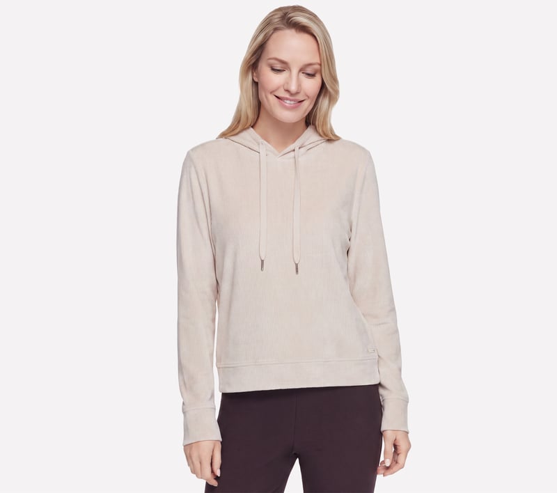 Cozy Luxe Velour Hoodie, BEIGE, fullimage number 0