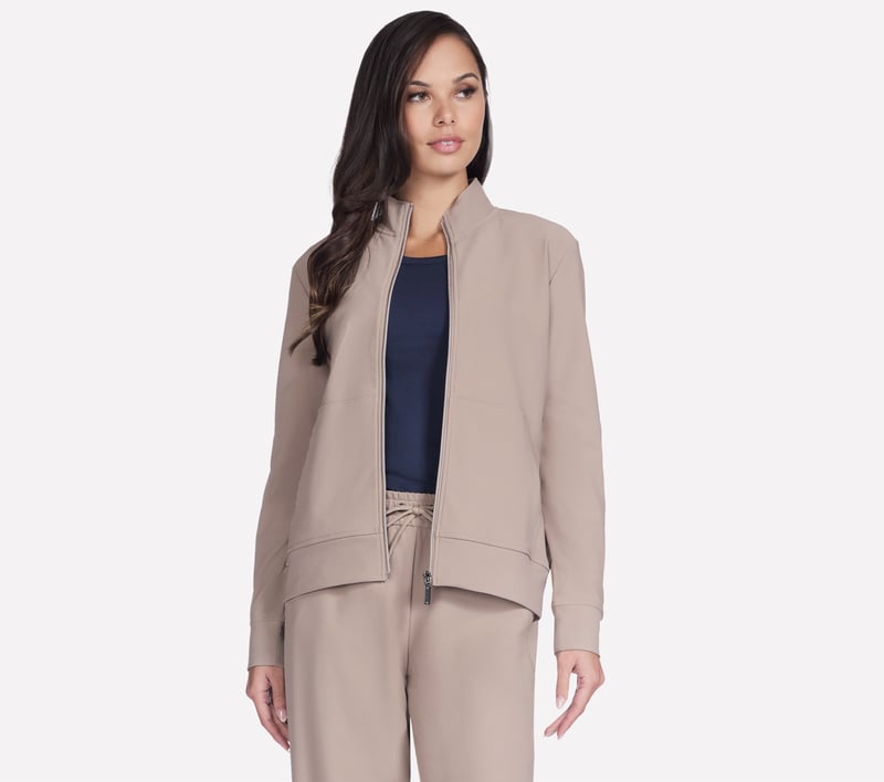 GO LUXE RIB Full Zip Jacket, TAUPE / BRUN, fullimage number 0
