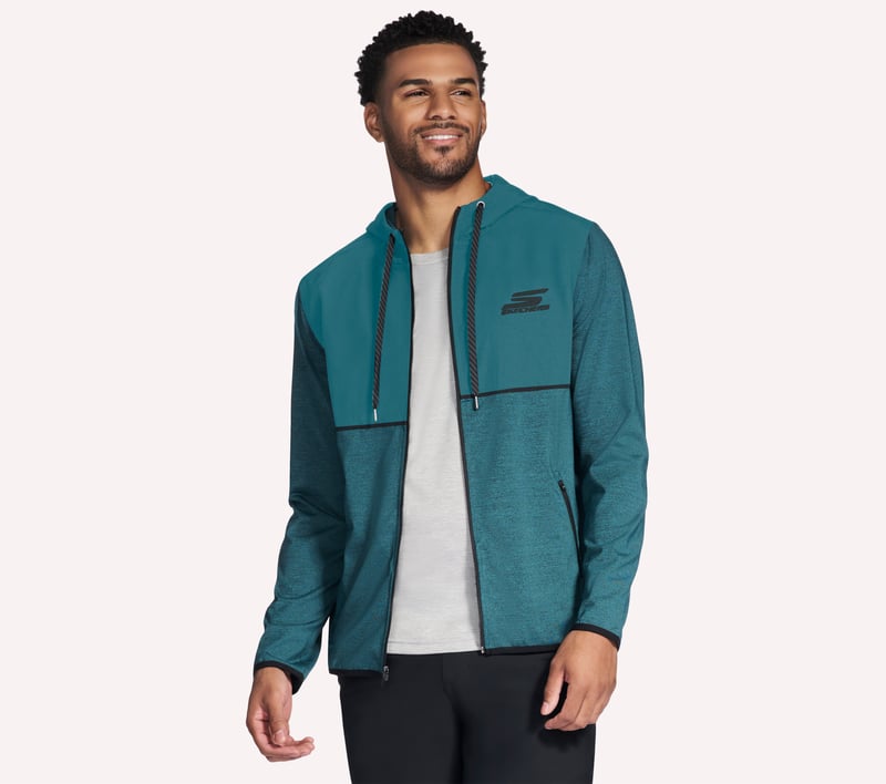 Harry Kane Weekend Full Zip Hoodie, GRIS ANTHRACITE / TURQUOISE, fullimage number 0
