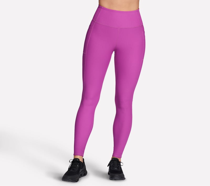 GO FLEX RIB FL HW Legging, BLACK / FUCHSIA, fullimage number 0