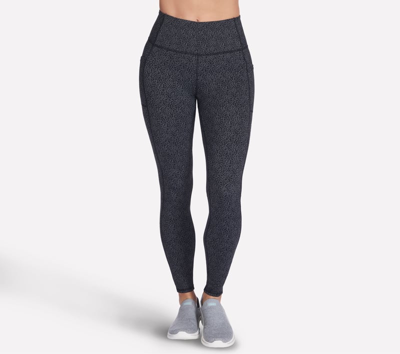 GO WALK Full Length High-Waisted Daisies Legging, GUNMETAL / BLACK, fullimage number 0