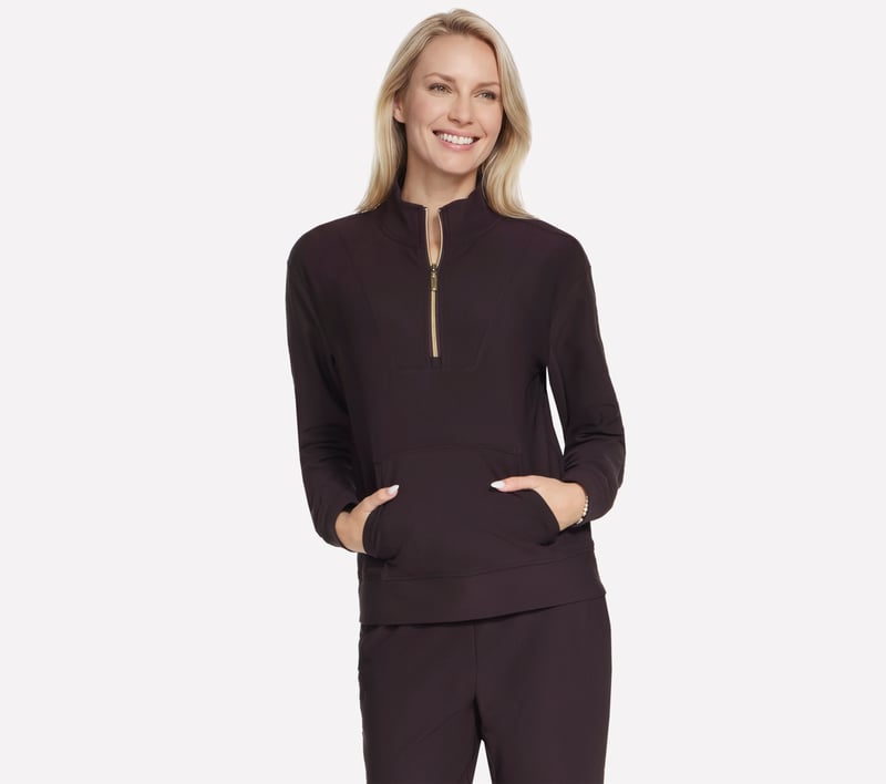 GO LUXE Rib 1/4 Zip, BROWN, fullimage number 0