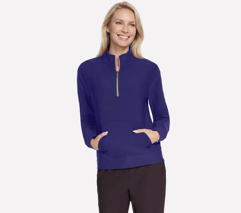 GO LUXE Rib 1/4 Zip, VIOLET / BLEU, fullimage number 0