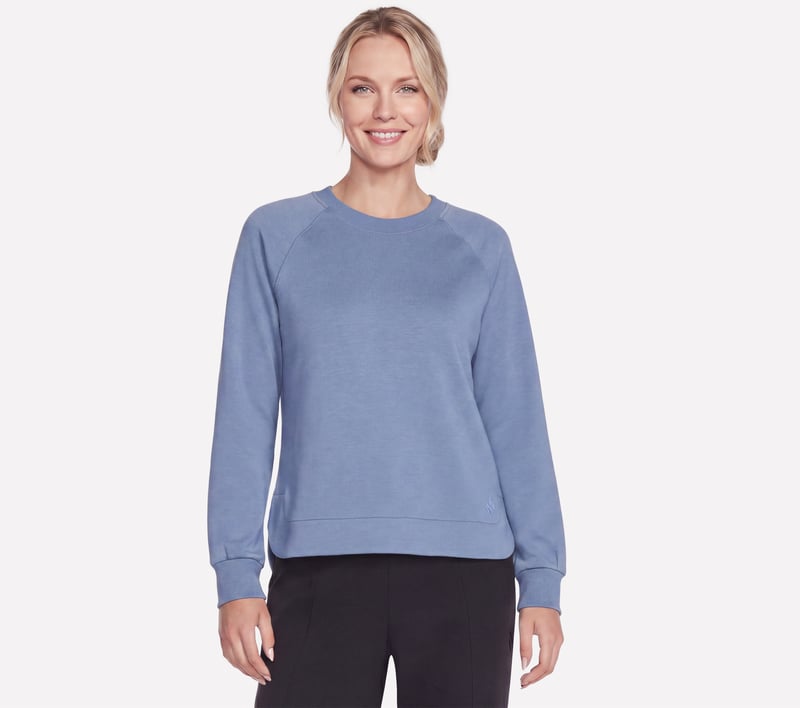 Cozy Luxe Crewneck, WHITE / BLUE, fullimage number 0