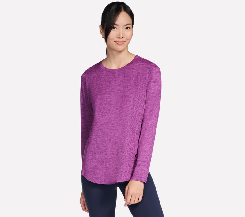 GO DRI Swift Long Sleeve Tunic Crew, NOIR / FUCHSIA, fullimage number 0