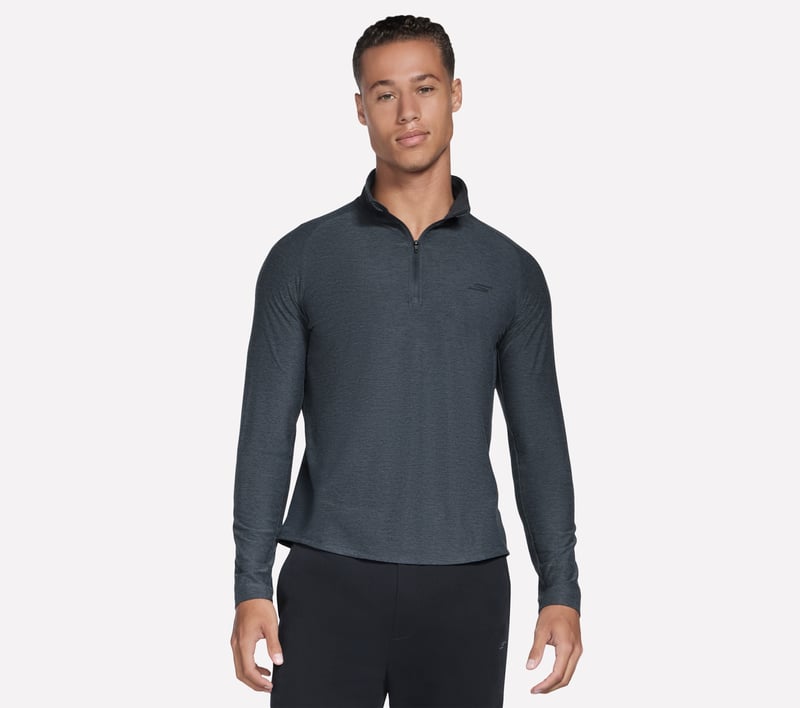 GO DRI All Day Performance 1/4 Zip, BLACK / CHARCOAL, fullimage number 0