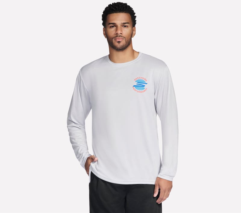 Skechers Long Sleeve Cross Tee, GRIS CLAIR, fullimage number 0