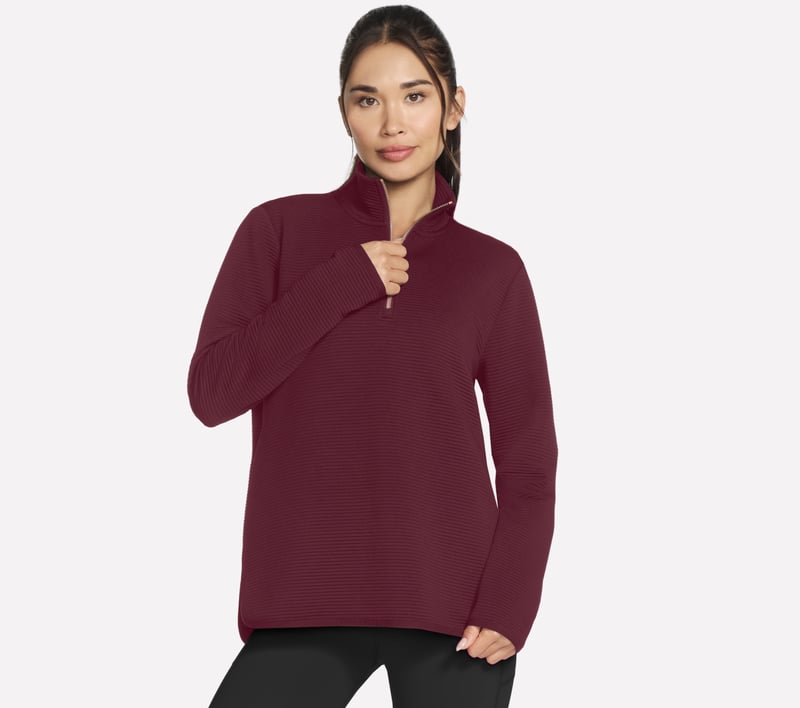 Soft-Knit Ottoman 1/4 Zip, BOURGOGNE / ROSE, fullimage number 0