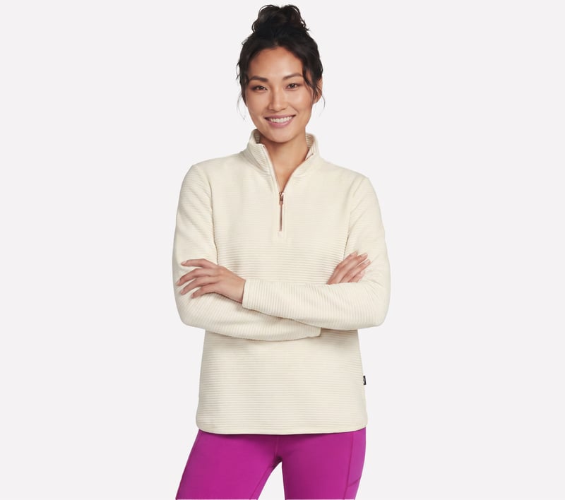 Soft Knit Ottoman 1/4 Zip, TAUPE / PÊCHE, fullimage number 0