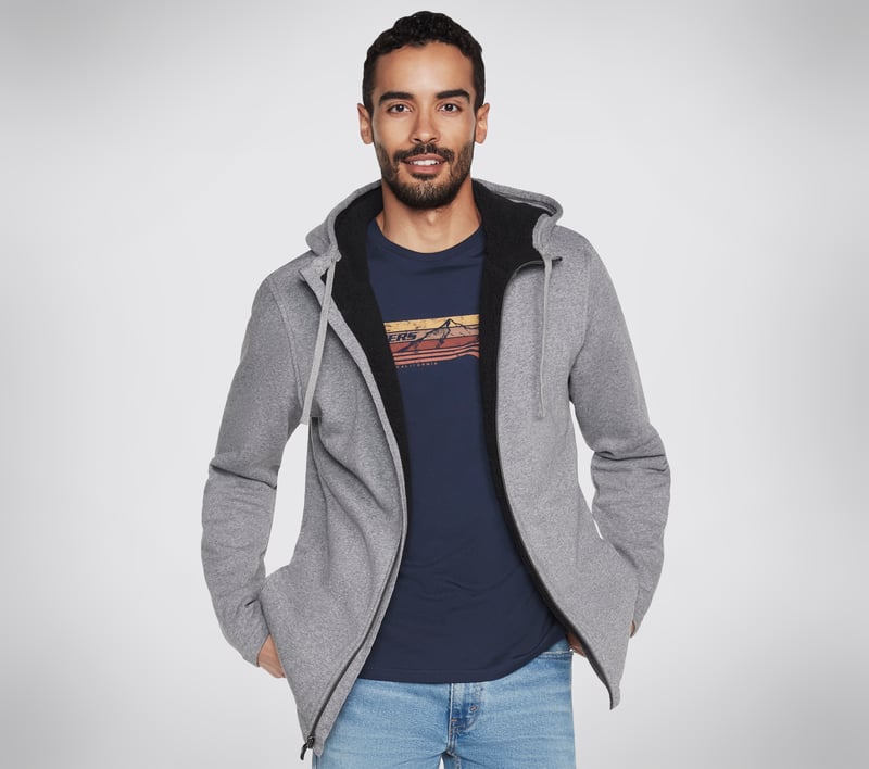 Skech-Sweats Lounge Sherpa Lined Zip Hoodie, LTGY, fullimage number 0