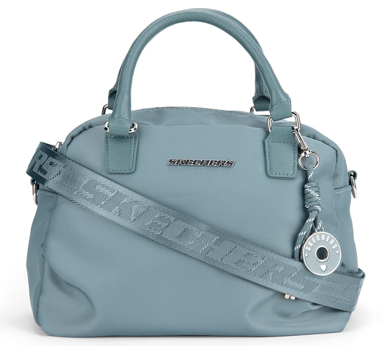 Shoulder Bag with Bungee Keychain, LIGHT GRAY / TURQUOISE, fullimage number 0