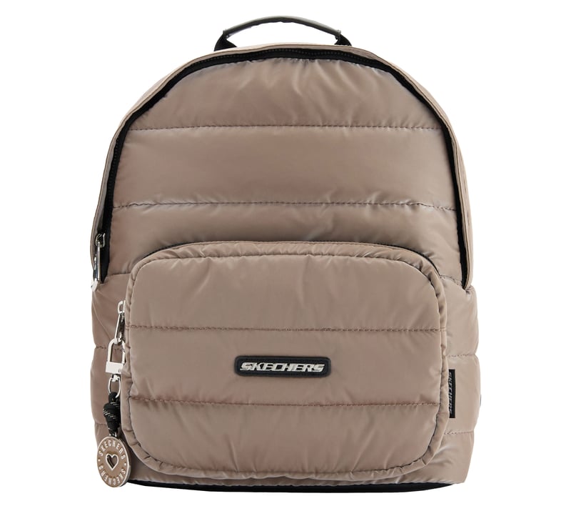 Mini Quilted Puffer Backpack, BROWN, fullimage number 0