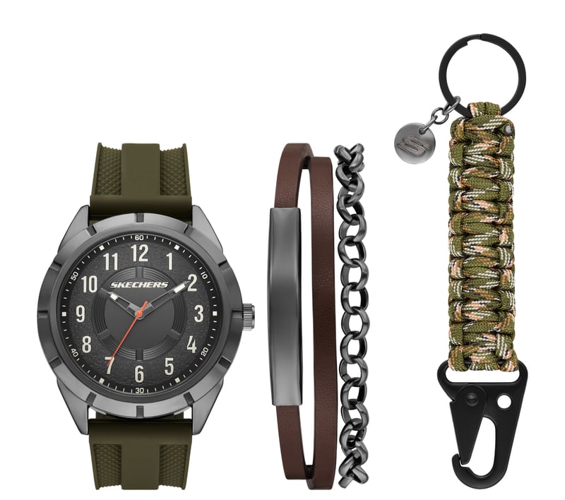 Gunmetal Nylon Cord Watch Set, OLIVE, fullimage number 0