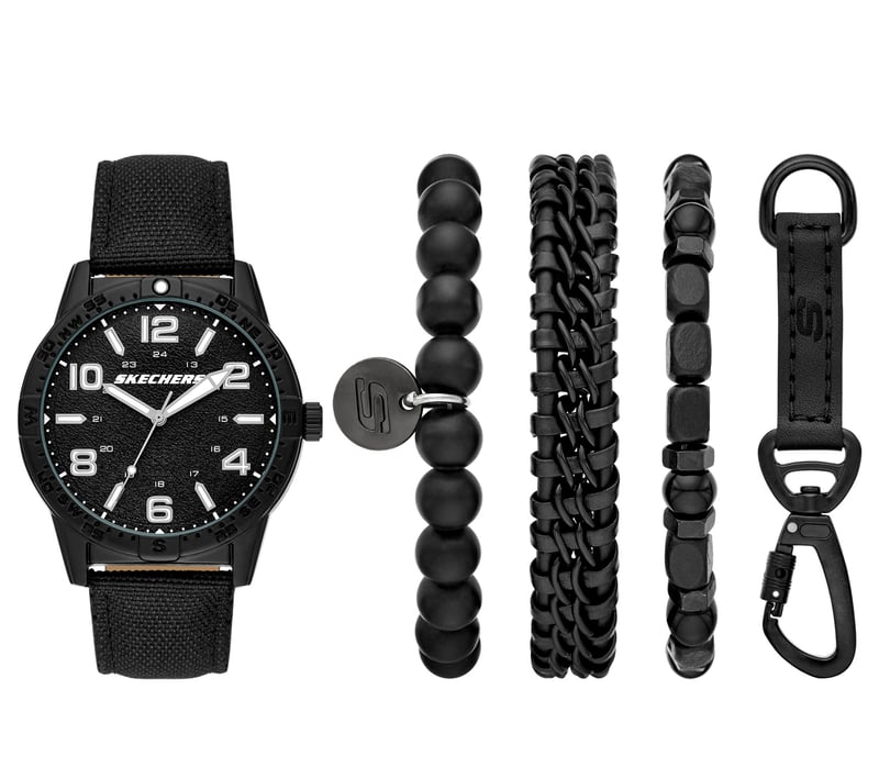 Black Bracelets Tool Watch Set, BLACK, fullimage number 0