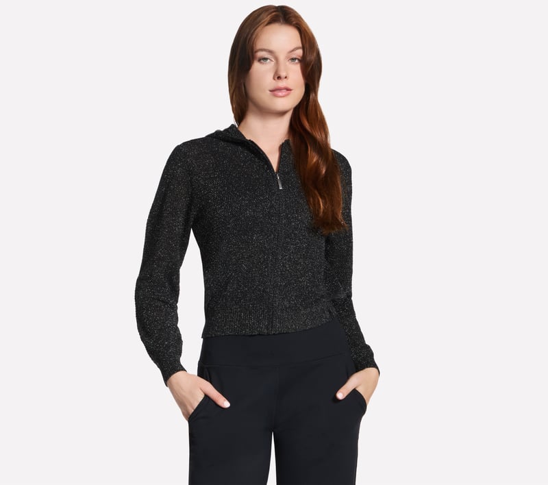 Shine Hooded Full Zip Jacket, BLACK, fullimage number 0