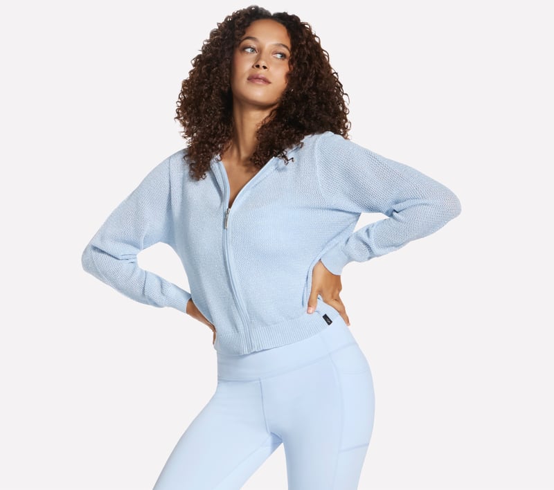 Shine Hooded Full Zip Jacket, ARGENT / BLANC / BLEU, fullimage number 0