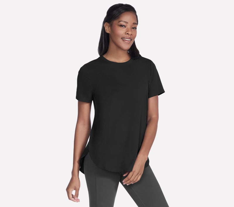 GO WALK Luxe Rib Tunic Tee, BLACK, fullimage number 0