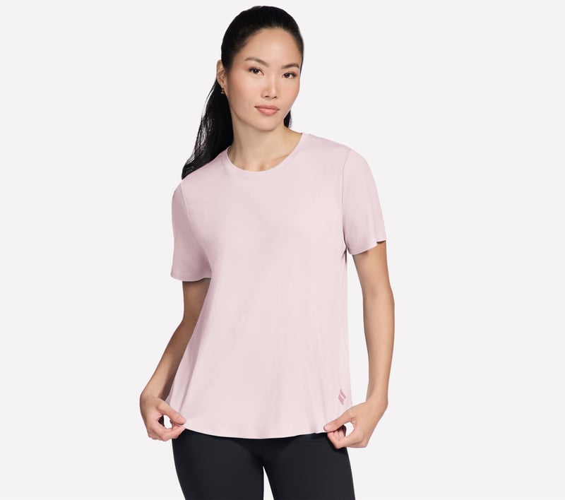 GO WALK Luxe Rib Tee, WHITE / PINK, fullimage number 0