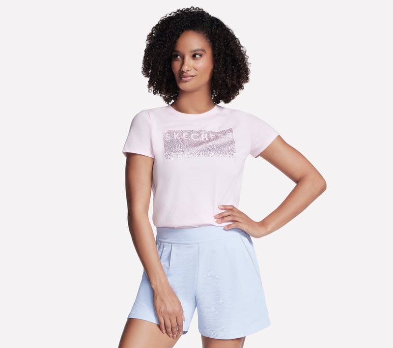 Rhinestone Cascade Modern Tee, WHITE / PINK, fullimage number 0