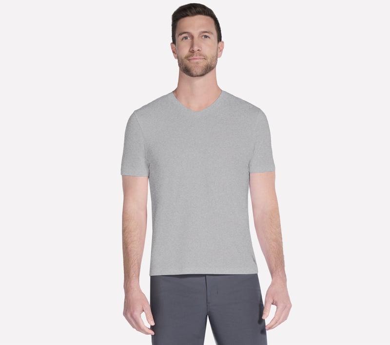 GO DRI Pima Short Sleeve V-Neck, LIGHT GRAY, fullimage number 0
