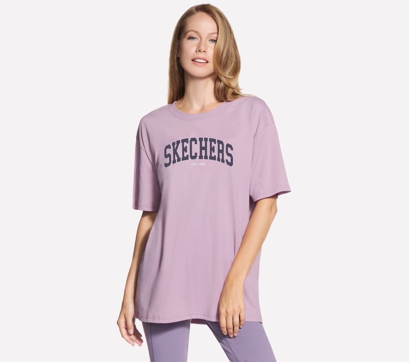 Skechers Destination Short Sleeve Tee, MAUVE / BLUE, fullimage number 0