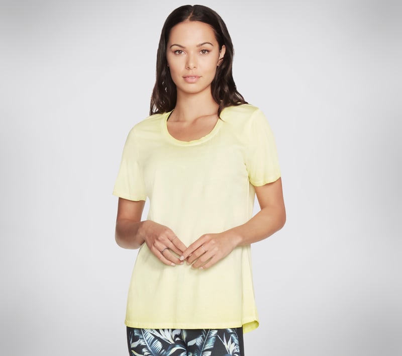 Diamond Wash Hatha Scoop Neck Tunic Tee, LIME, fullimage number 0