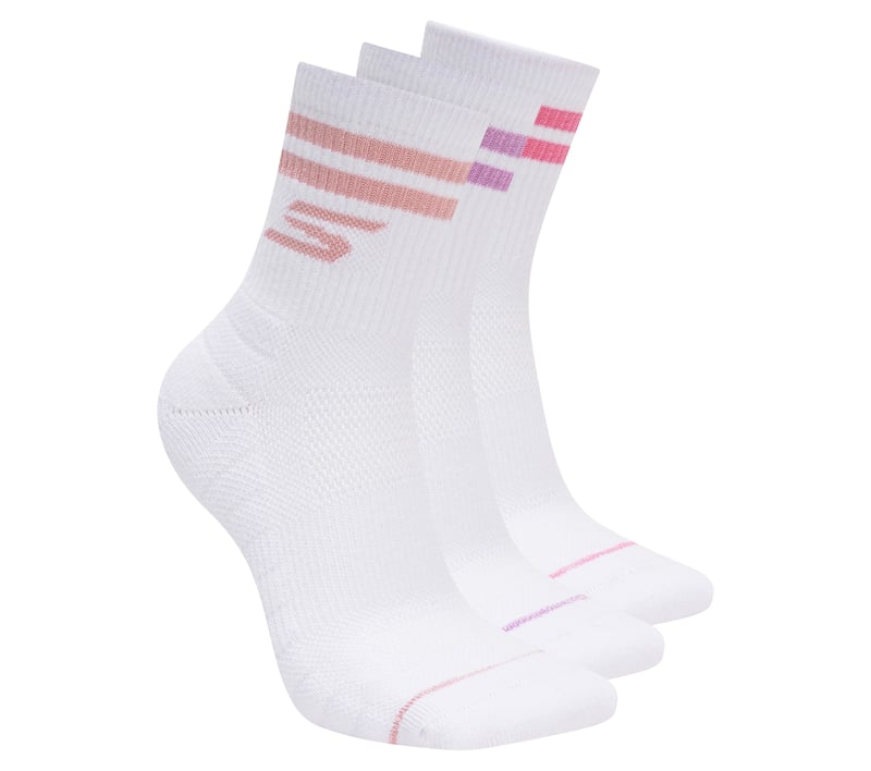 3 Pack Women's Performance Pickleball Varsity Stripe Low Crew Socks, WHITE, fullimage number 0