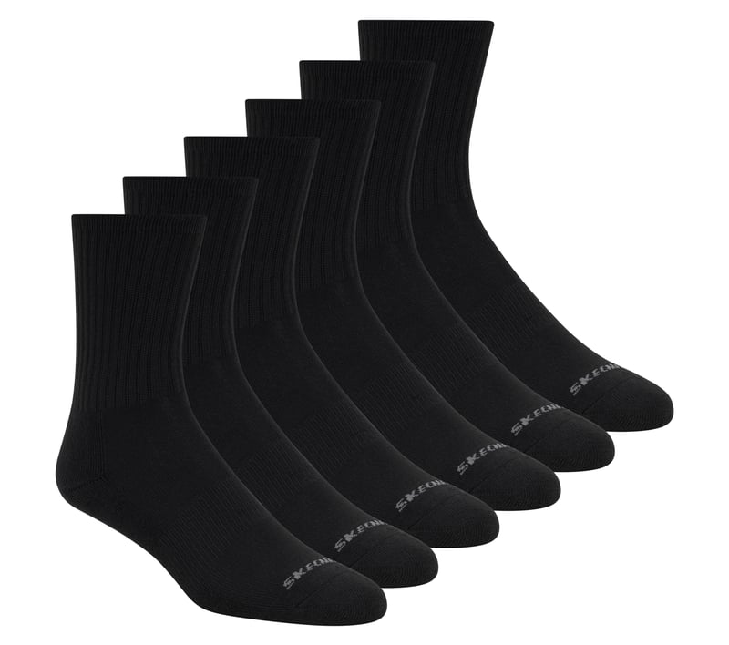 6 Pack Unisex Half Terry Crew Socks, NOIR, fullimage number 0