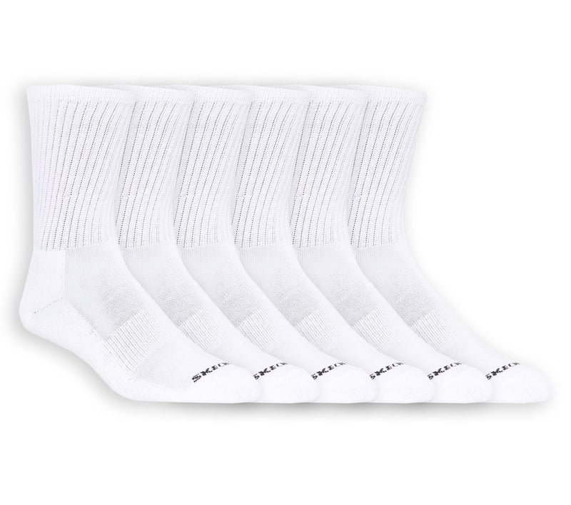 6 Pack Unisex Half Terry Crew Socks, BLANC, fullimage number 0